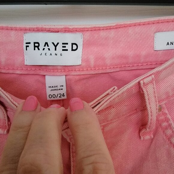 FRAYED Jordan Midrise Ankle Skinny Pink Jeans Size 00/24 RARE FIND Rare Color - Picture 9 of 13